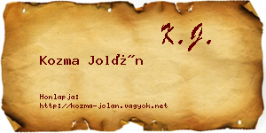 Kozma Jolán névjegykártya