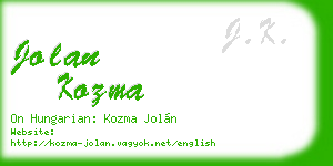 jolan kozma business card