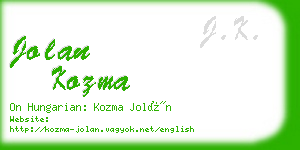 jolan kozma business card